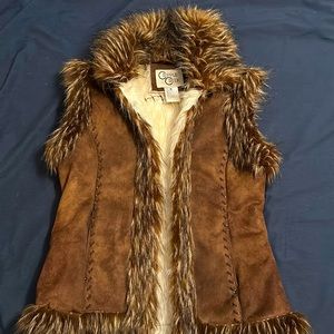 Cripple Creek faux fur and leather vest.